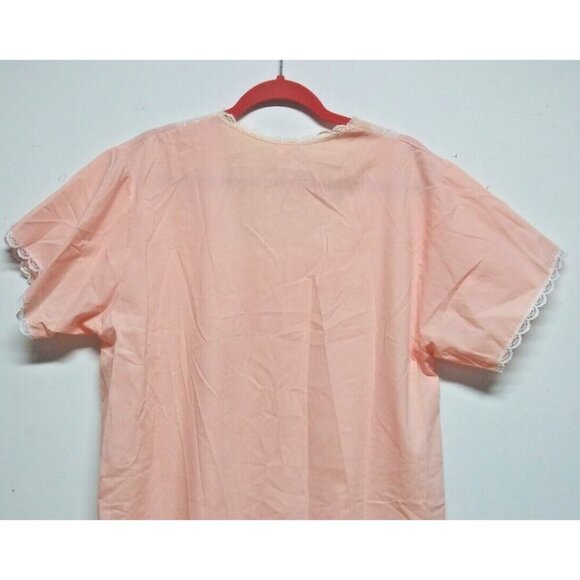 Haband's Moon Beam housedress sleepdress XL/1X peach color, lace accents light - Picture 6 of 11